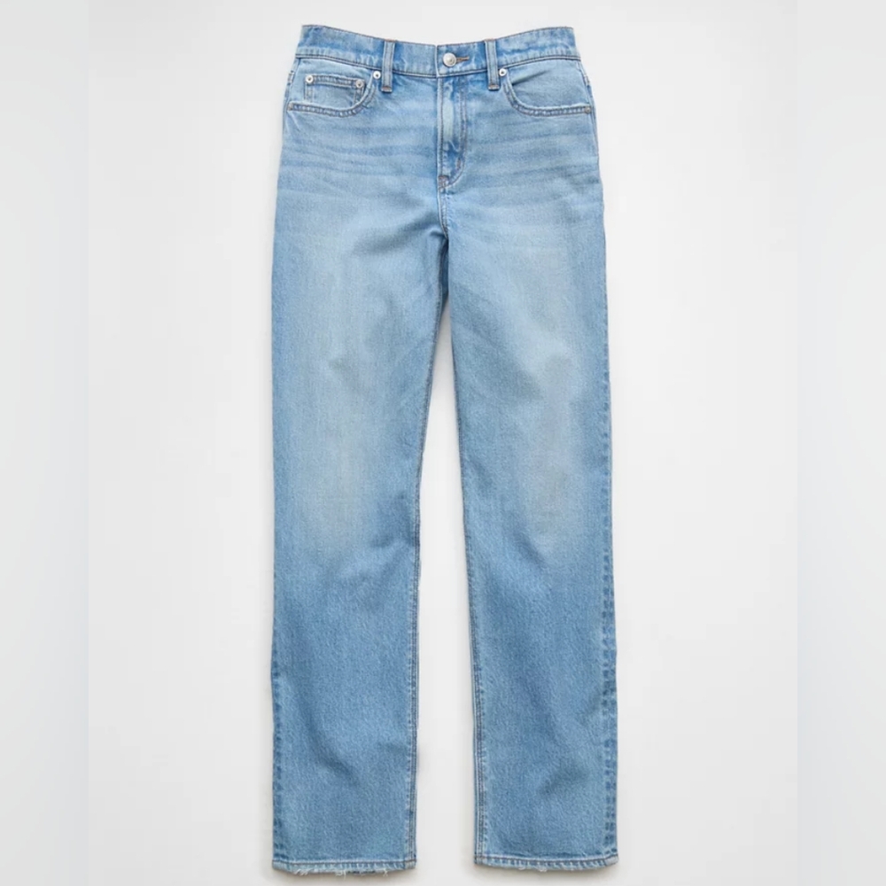 American Eagle AE Stretch Super High-rise Straight High Waist Jeans Light Wash 6